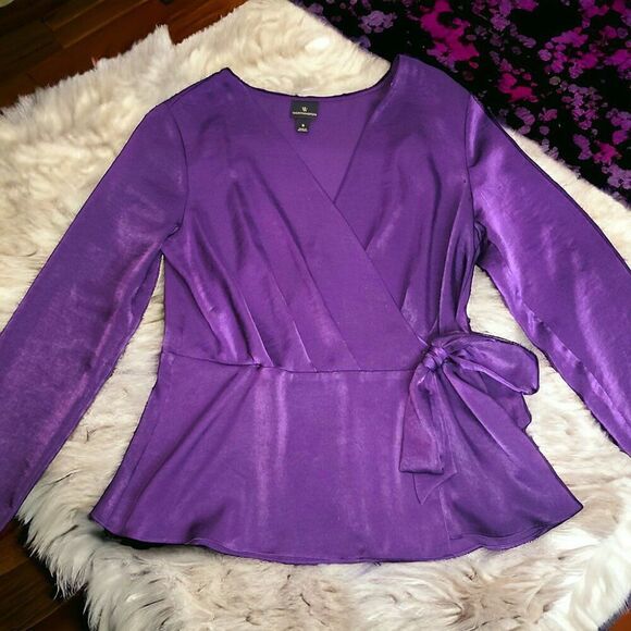 Worthington purple silky crossover top blouse - Picture 2 of 6